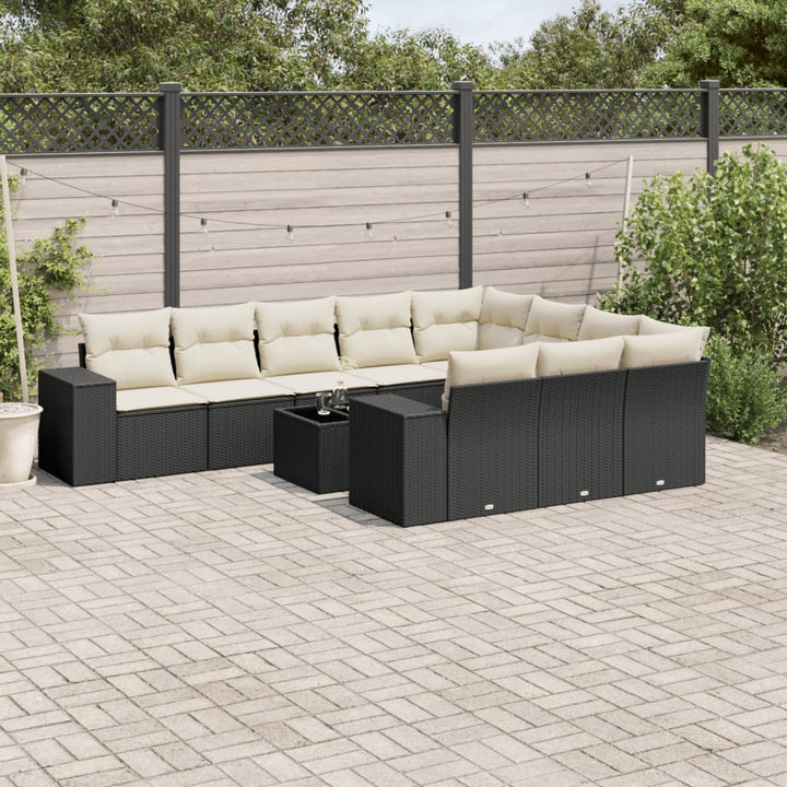 Loungegrupp 10 Delar Med Svarta Dynor Konstrotting