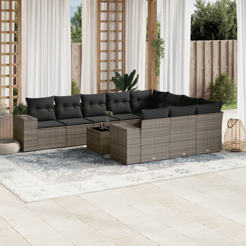Loungegrupp 10 Delar Med Svarta Dynor Konstrotting
