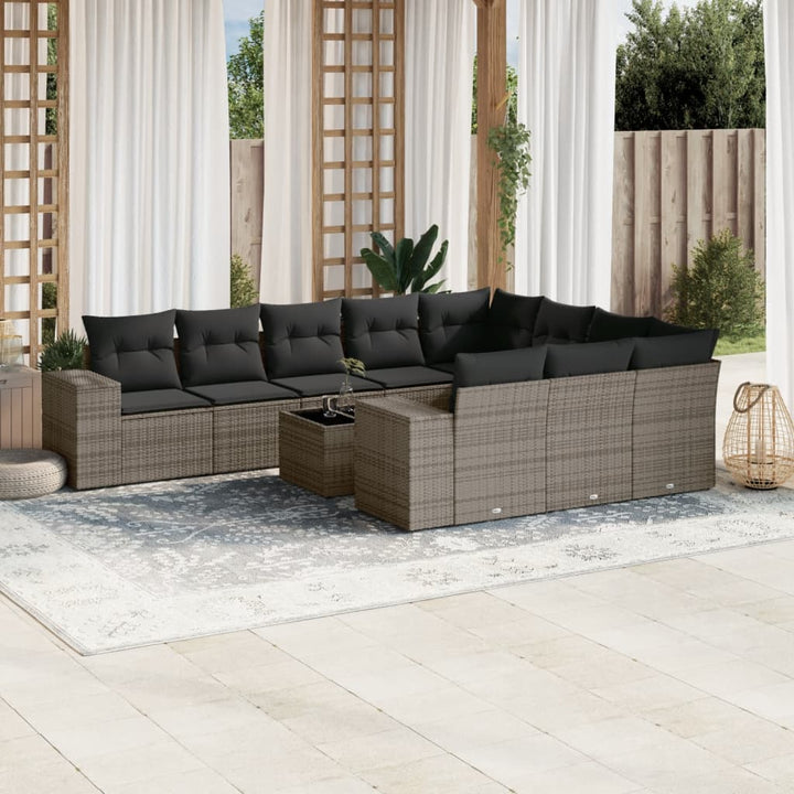 Loungegrupp 10 Delar Med Svarta Dynor Konstrotting