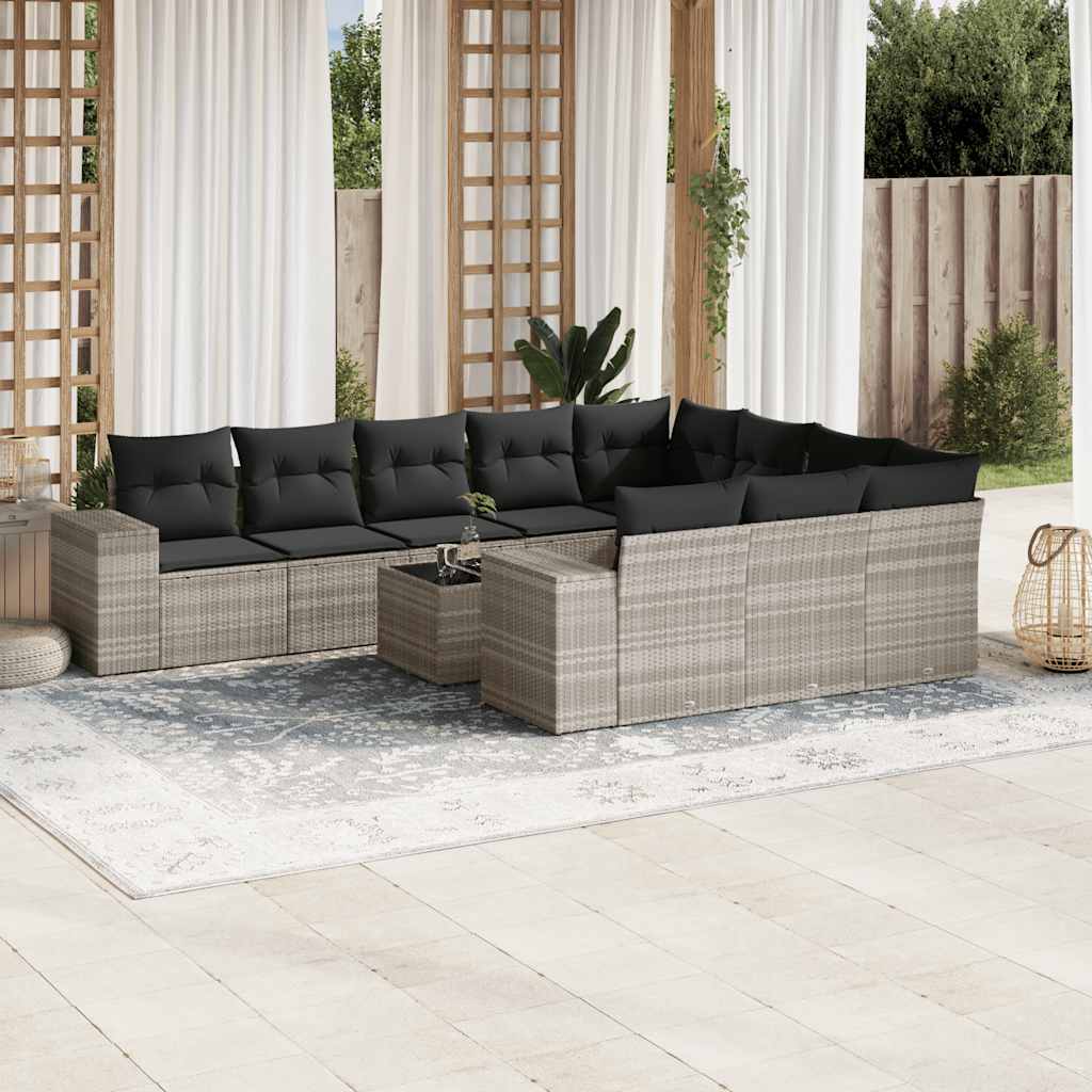 Loungegrupp 10 Delar Med Svarta Dynor Konstrotting