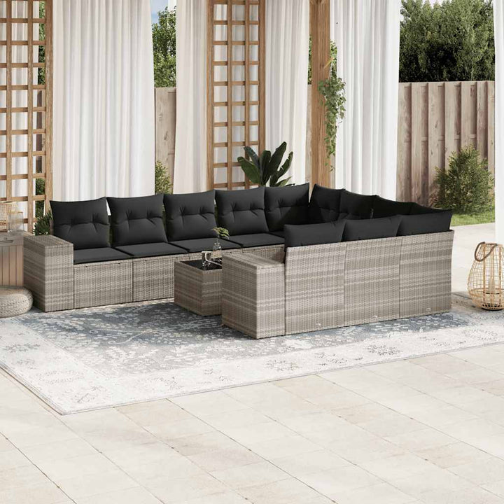 Loungegrupp 10 Delar Med Svarta Dynor Konstrotting