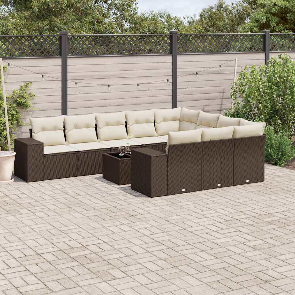 Loungegrupp 10 Delar Med Svarta Dynor Konstrotting
