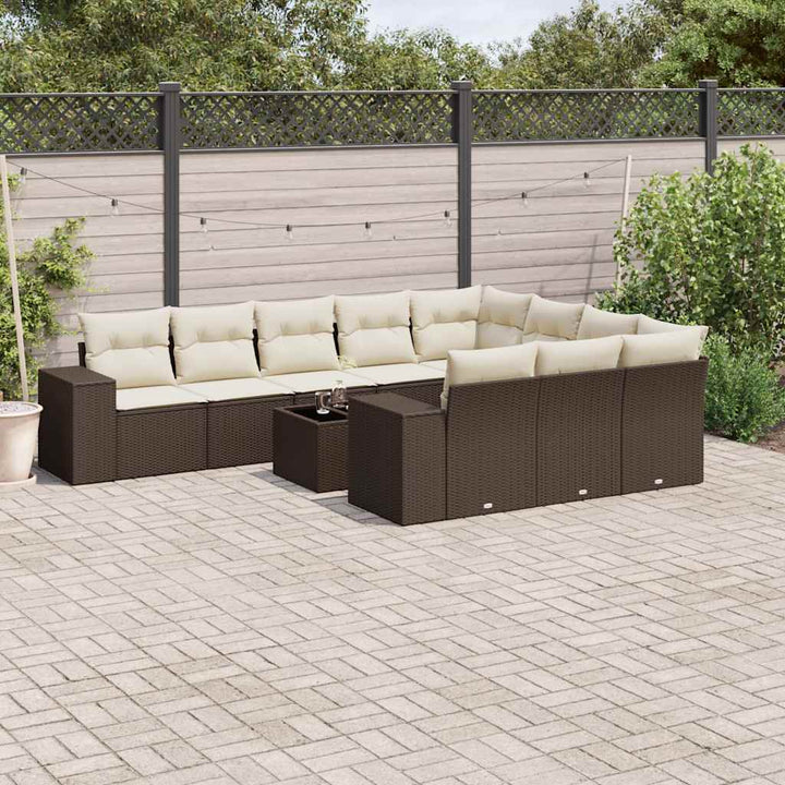 Loungegrupp 10 Delar Med Svarta Dynor Konstrotting