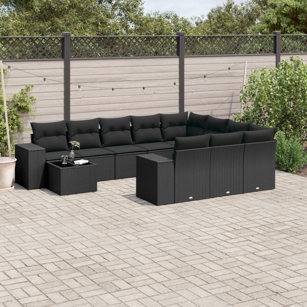 Loungegrupp För Trädgården M. Dynor 11 Delar Beige Konstrotting