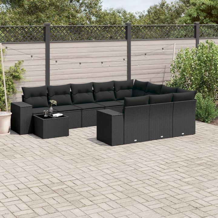 Loungegrupp För Trädgården M. Dynor 11 Delar Beige Konstrotting
