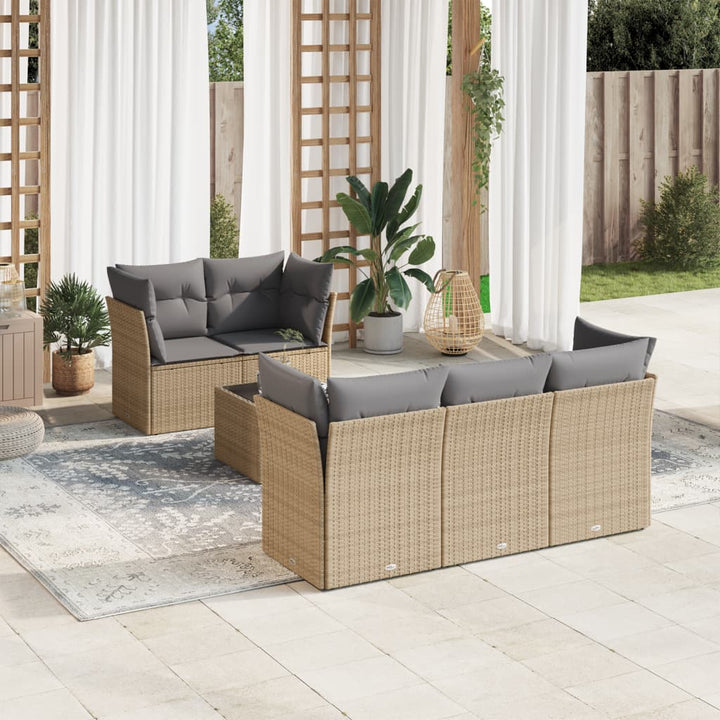 Soffgrupp För Trädgården Med Dynor 6 Delar Beige Konstrotting