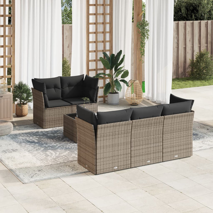 Soffgrupp För Trädgården Med Dynor 6 Delar Beige Konstrotting