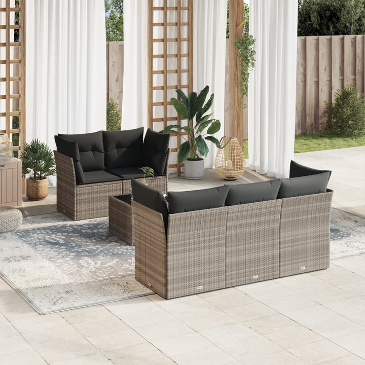Soffgrupp För Trädgården Med Dynor 6 Delar Beige Konstrotting