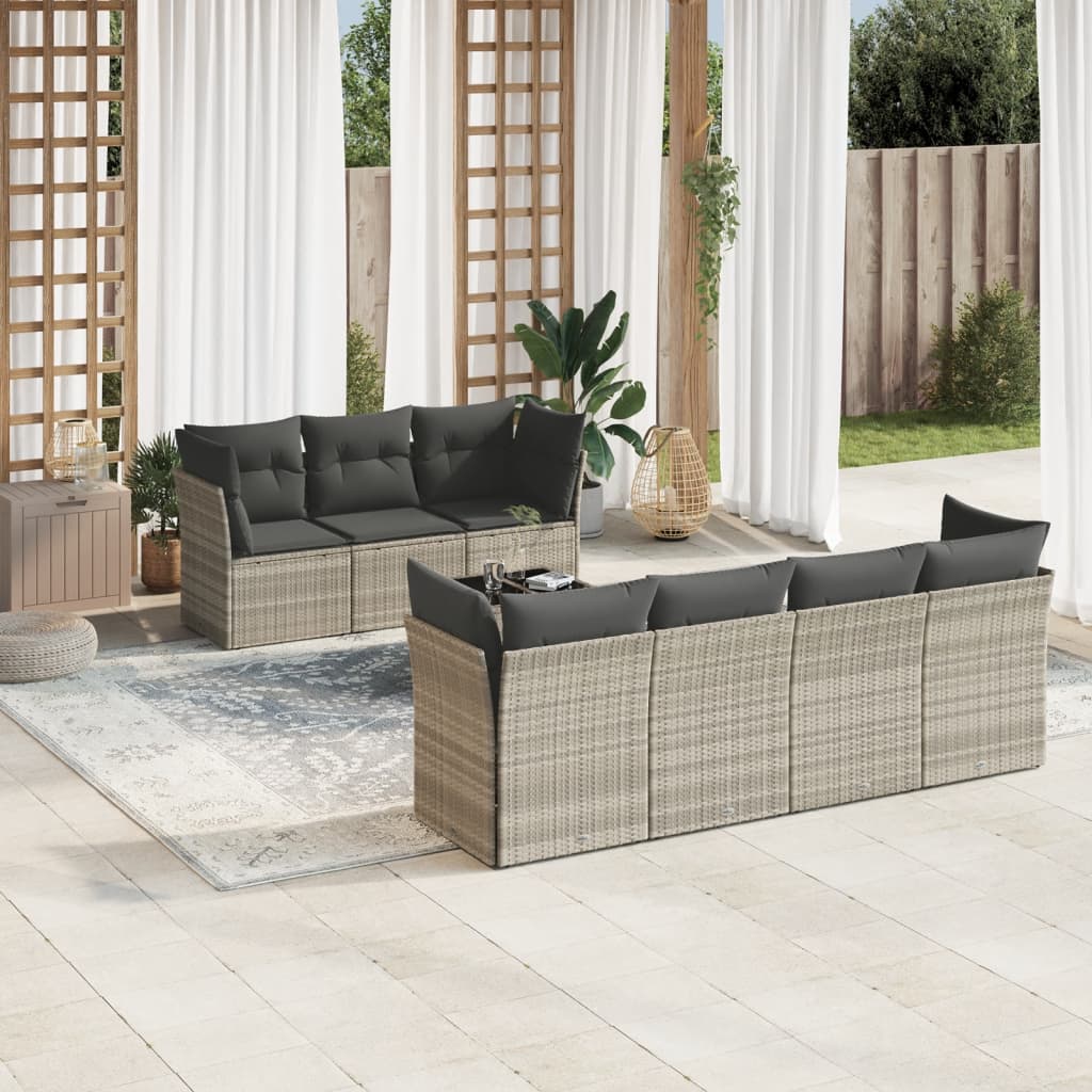 Matgrupp För Trädgården Med Dynor 8 Delar Beige Konstrotting