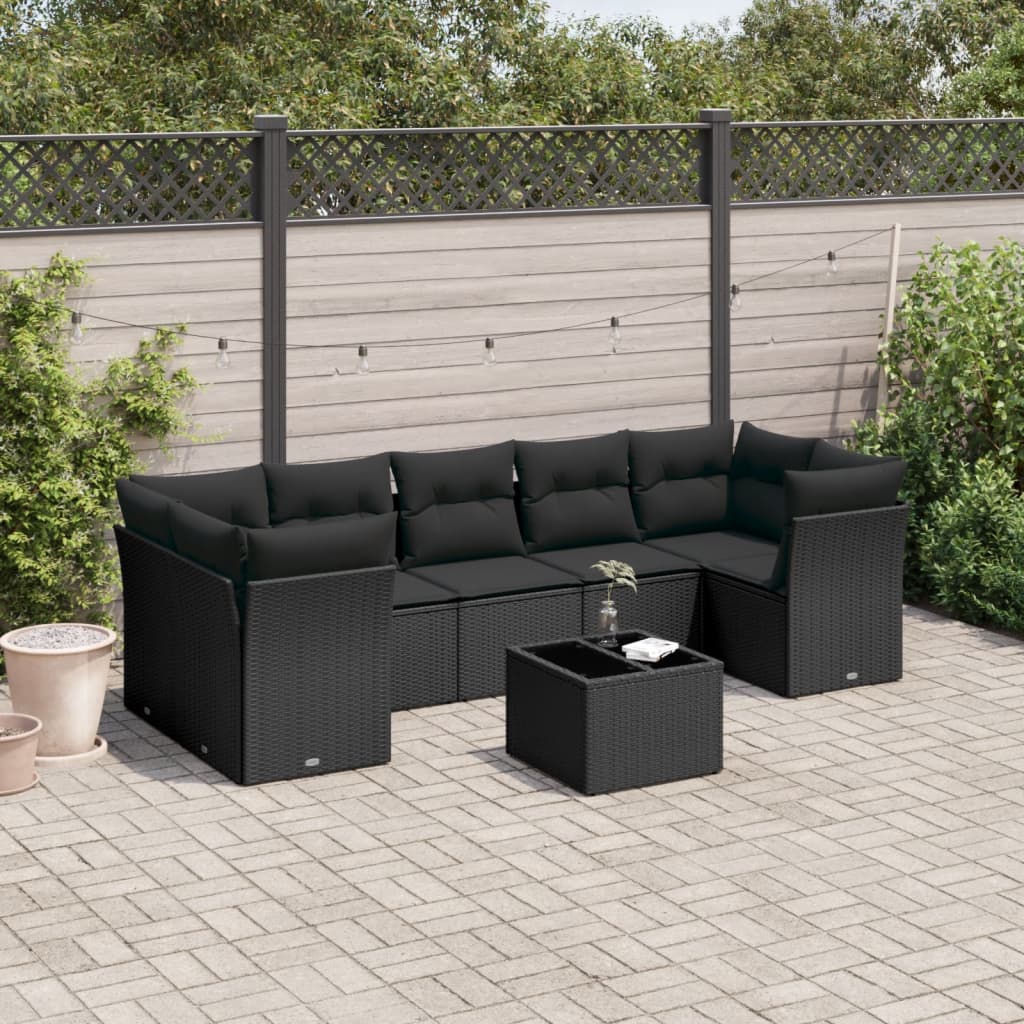 Matgrupp För Trädgården Med Dynor 8 Delar Beige Konstrotting