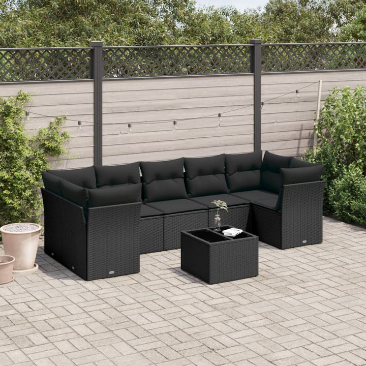 Matgrupp För Trädgården Med Dynor 8 Delar Beige Konstrotting