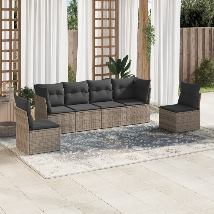 Matgrupp För Trädgården Med Dynor 7 Delar Beige Konstrotting
