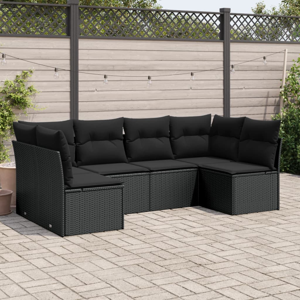 Loungegrupp Med Dynor 6 Delar Svart Konstrotting