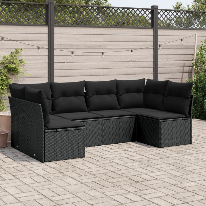 Loungegrupp Med Dynor 6 Delar Svart Konstrotting