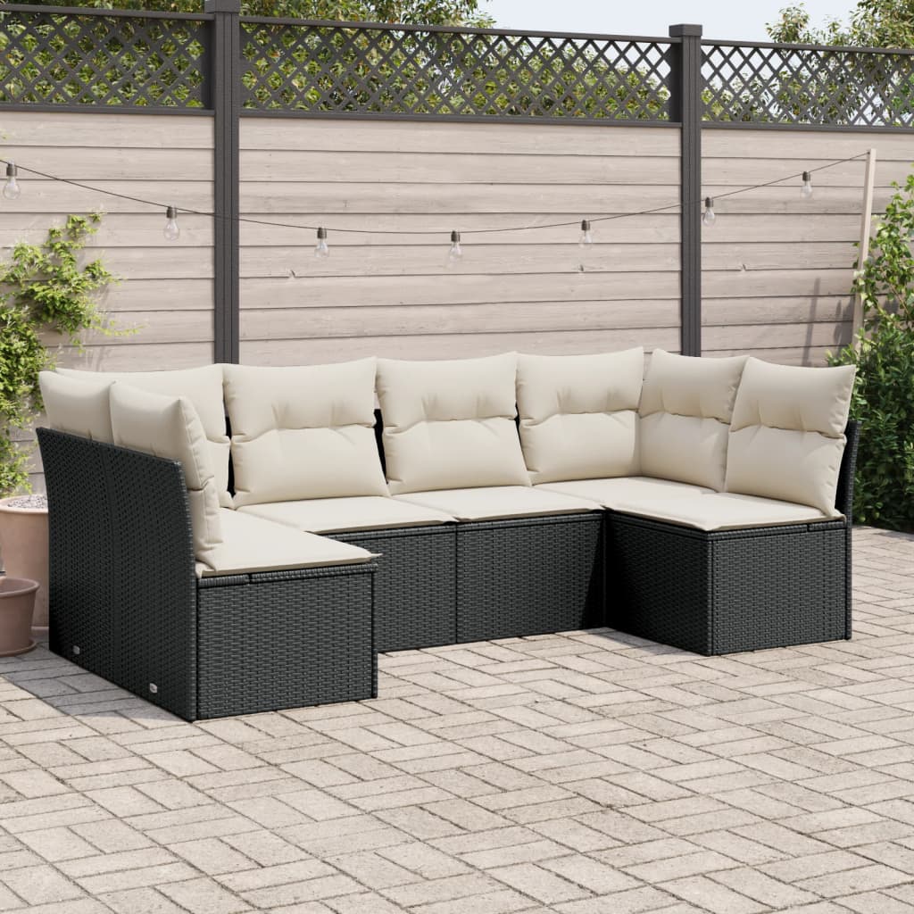 Loungegrupp Med Dynor 6 Delar Svart Konstrotting