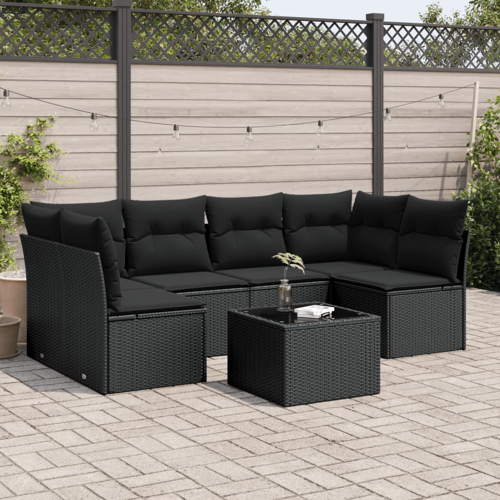Loungegrupp Med Dynor 6 Delar Svart Konstrotting