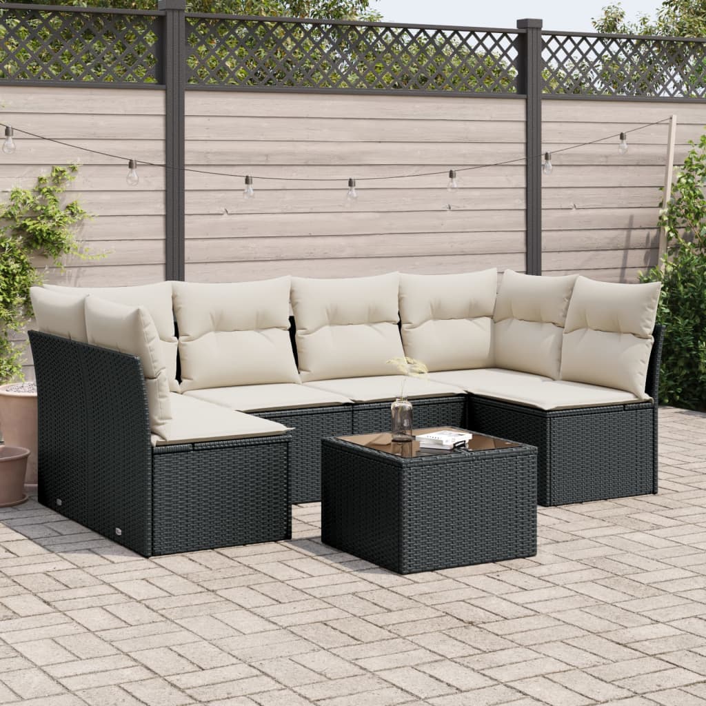 Loungegrupp Med Dynor 6 Delar Svart Konstrotting