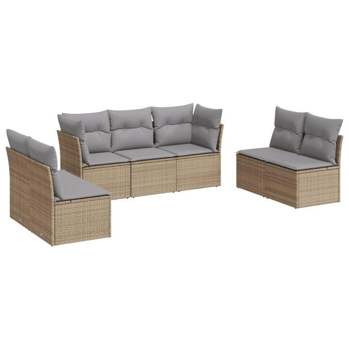 Matgrupp För Trädgården Med Dynor 7 Delar Beige Konstrotting