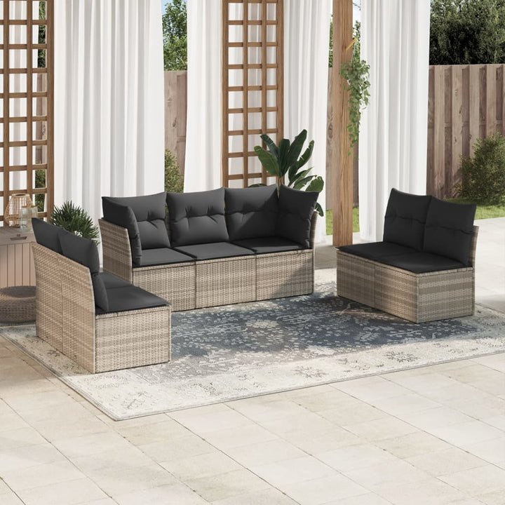 Matgrupp För Trädgården Med Dynor 7 Delar Beige Konstrotting