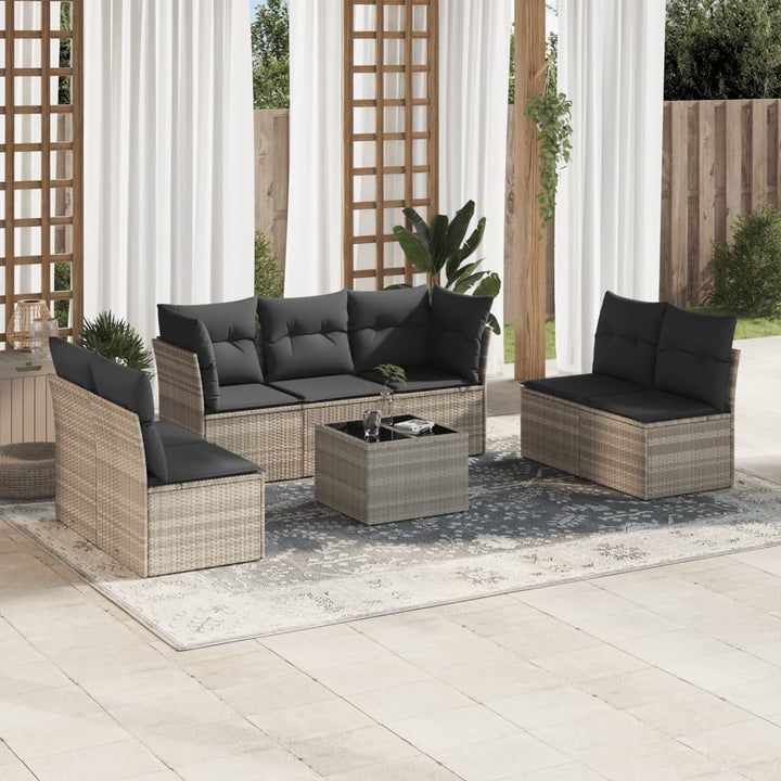 Matgrupp För Trädgården Med Dynor 7 Delar Beige Konstrotting