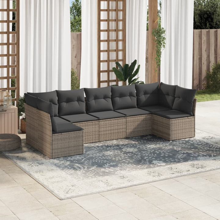 Matgrupp För Trädgården Med Dynor 7 Delar Beige Konstrotting