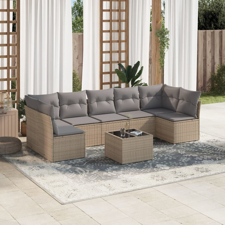 Matgrupp För Trädgården Med Dynor 7 Delar Beige Konstrotting