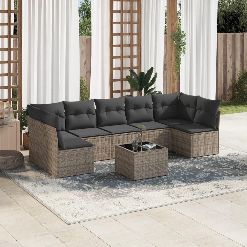 Matgrupp För Trädgården Med Dynor 7 Delar Beige Konstrotting