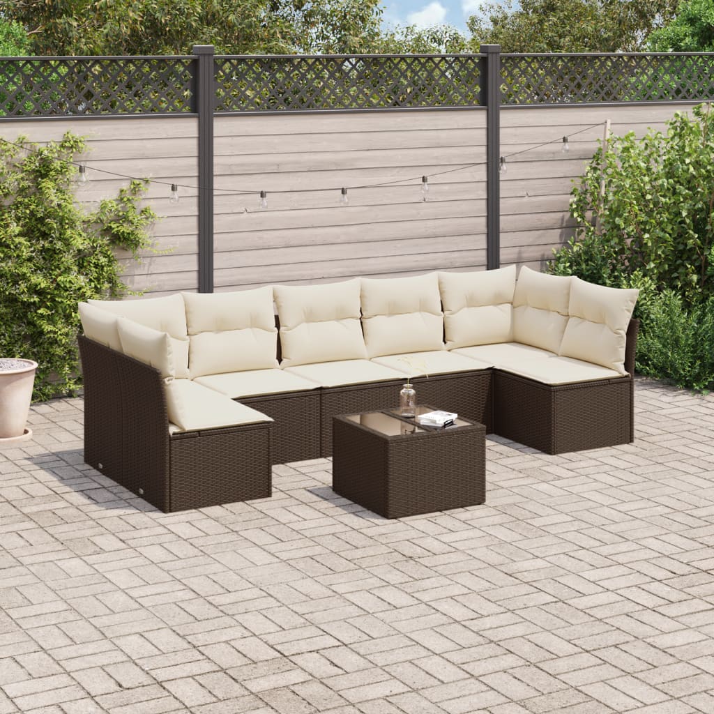 Matgrupp För Trädgården Med Dynor 7 Delar Beige Konstrotting