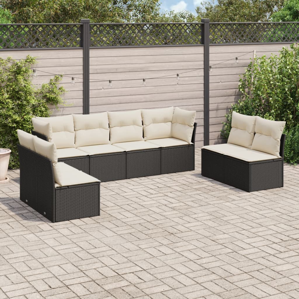 Matgrupp För Trädgården Med Dynor 8 Delar Beige Konstrotting