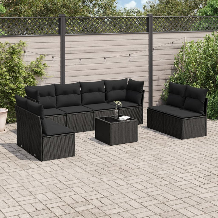 Matgrupp För Trädgården Med Dynor 8 Delar Beige Konstrotting