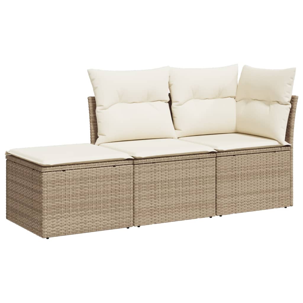 Soffgrupp För Trädgården 3 Delar Med Dynor Beige Konstrotting