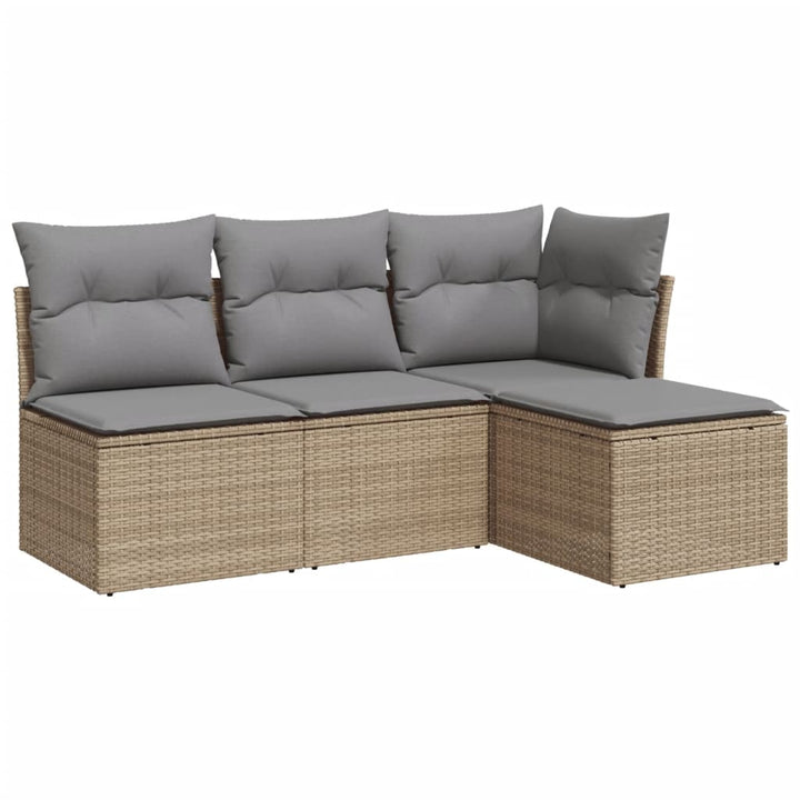 Soffgrupp För Trädgård Med Dynor 4 Delar Beige Konstrotting