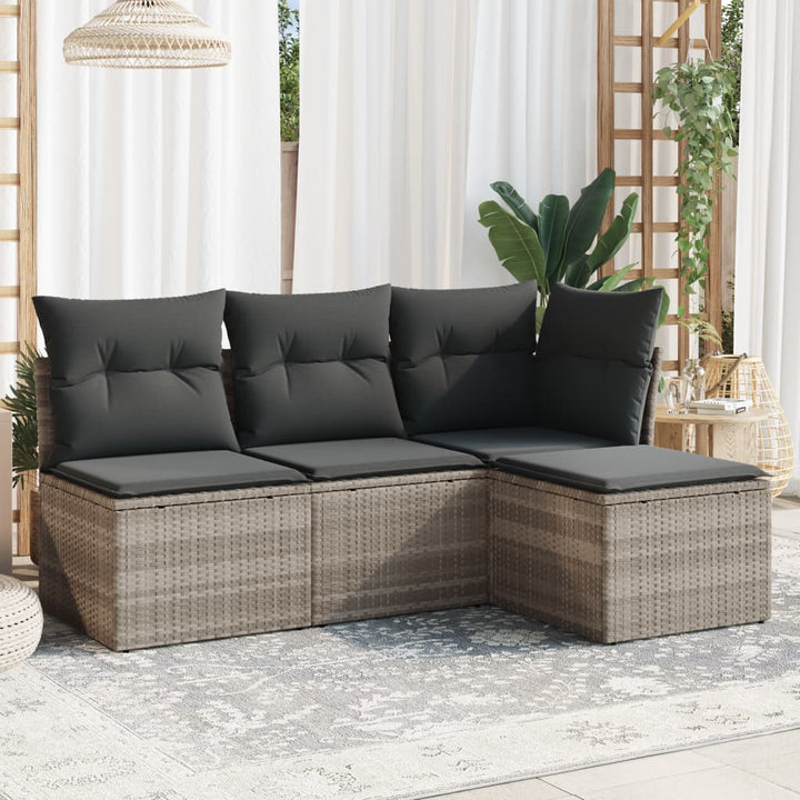 Soffgrupp För Trädgård Med Dynor 4 Delar Beige Konstrotting