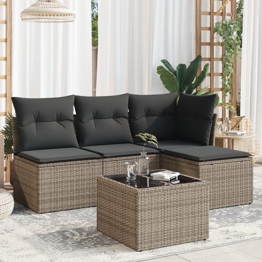 Soffgrupp För Trädgård Med Dynor 4 Delar Beige Konstrotting