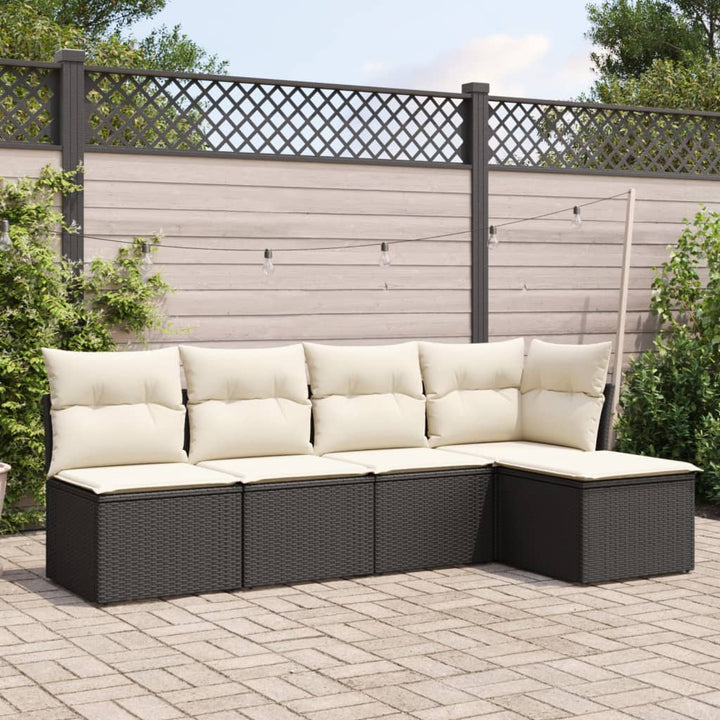 Loungegrupp Med Dynor 6 Delar Svart Konstrotting