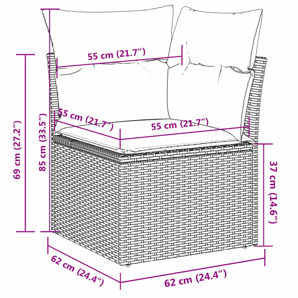 Loungegrupp Med Dynor 6 Delar Svart Konstrotting