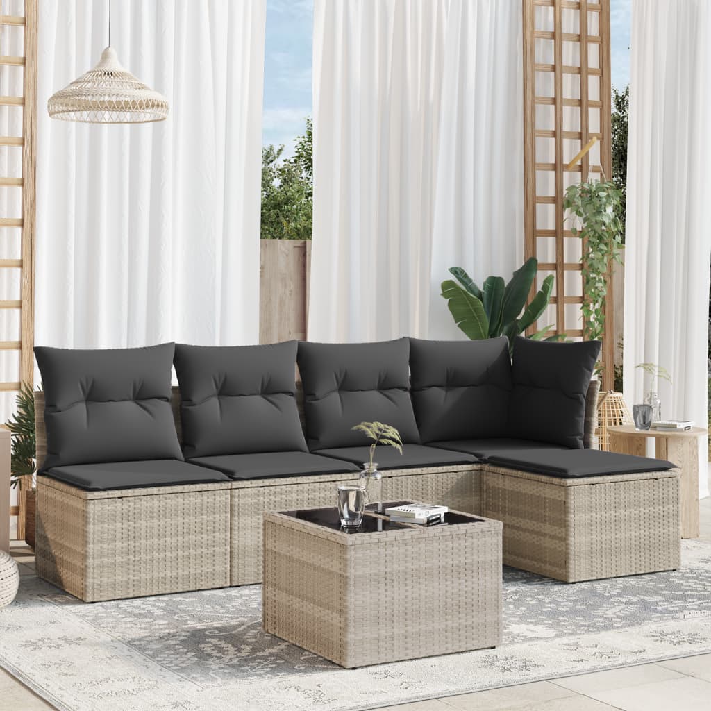 Loungegrupp Med Dynor 6 Delar Svart Konstrotting