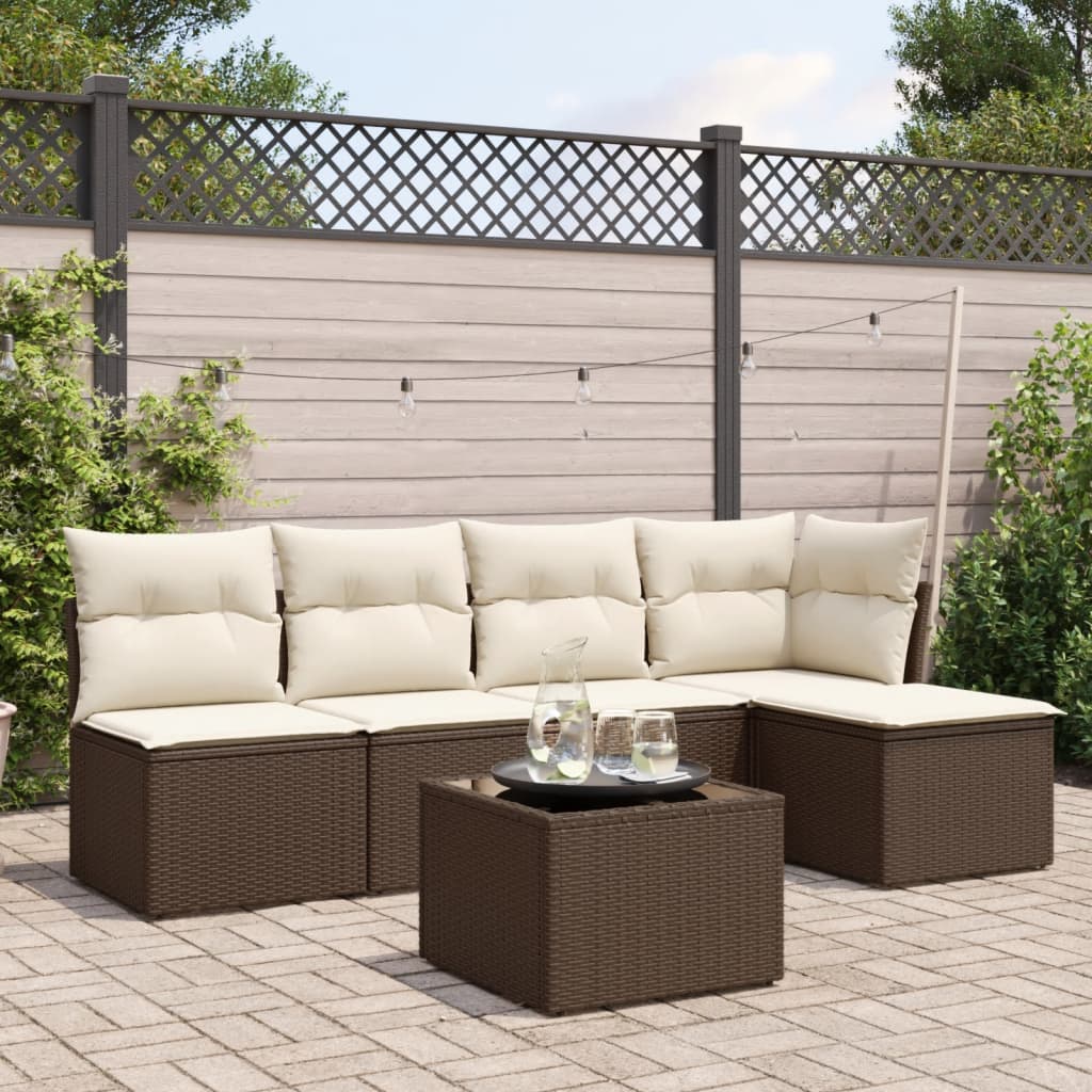 Loungegrupp Med Dynor 6 Delar Svart Konstrotting