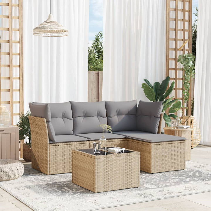 Loungegrupp För Trädgården Med Dynor 5 Delar Konstrotting