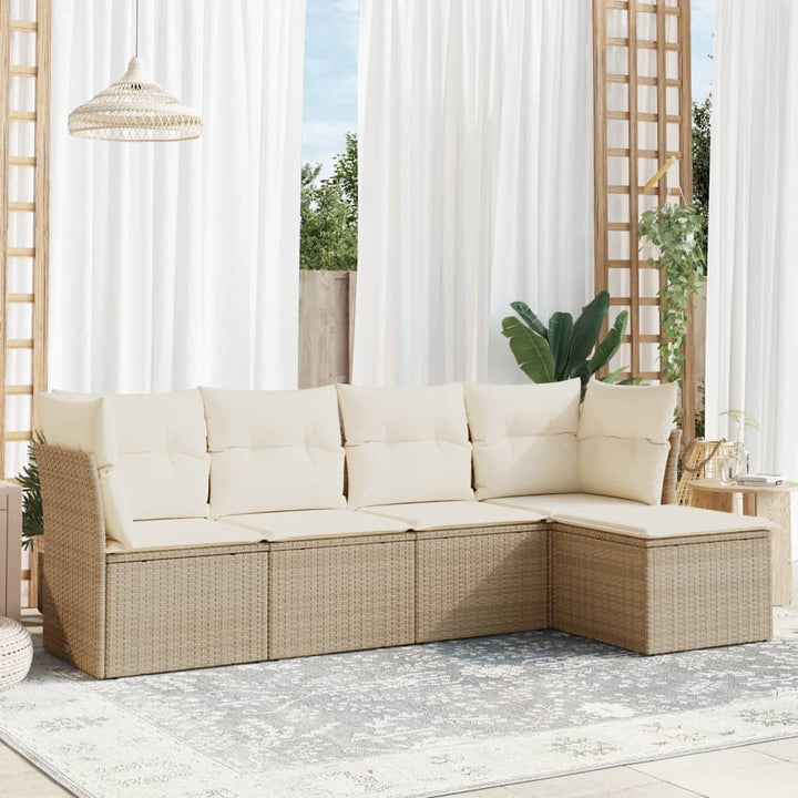 Soffgrupp För Trädgården Med Dynor 6 Delar Beige Konstrotting