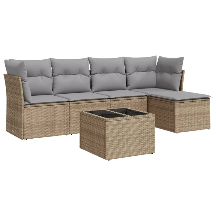 Soffgrupp För Trädgården Med Dynor 6 Delar Beige Konstrotting