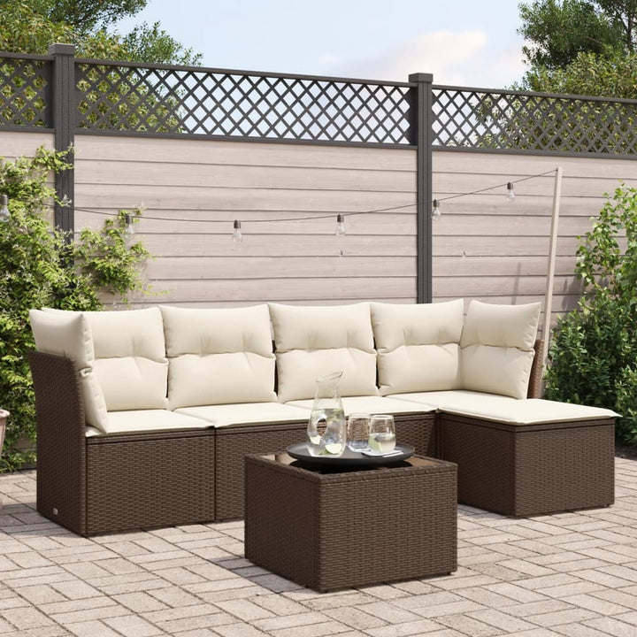 Soffgrupp För Trädgården Med Dynor 6 Delar Beige Konstrotting