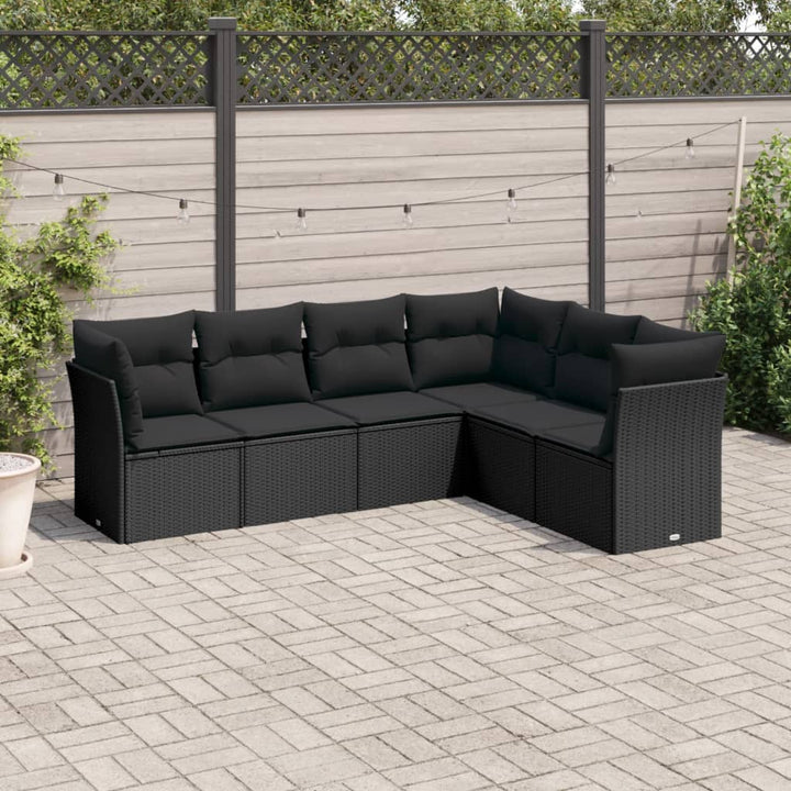 Loungegrupp Med Dynor 6 Delar Svart Konstrotting