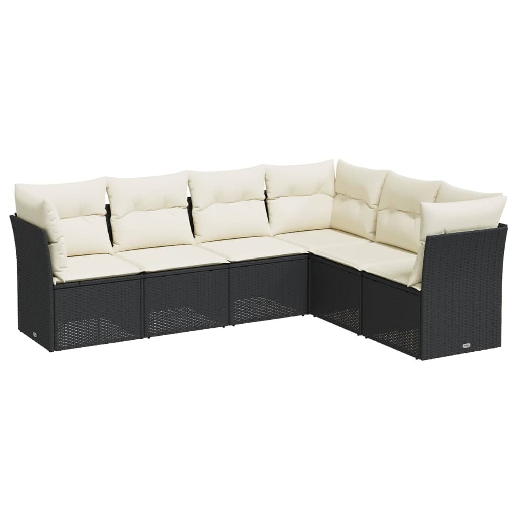 Loungegrupp Med Dynor 6 Delar Svart Konstrotting