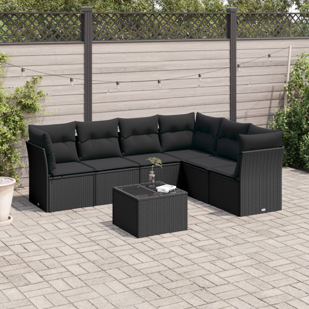 Loungegrupp Med Dynor 6 Delar Svart Konstrotting