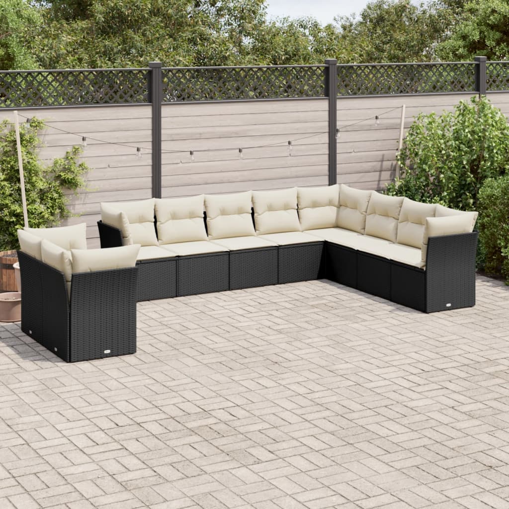 Loungegrupp För Trädgården M. Dynor 11 Delar Beige Konstrotting