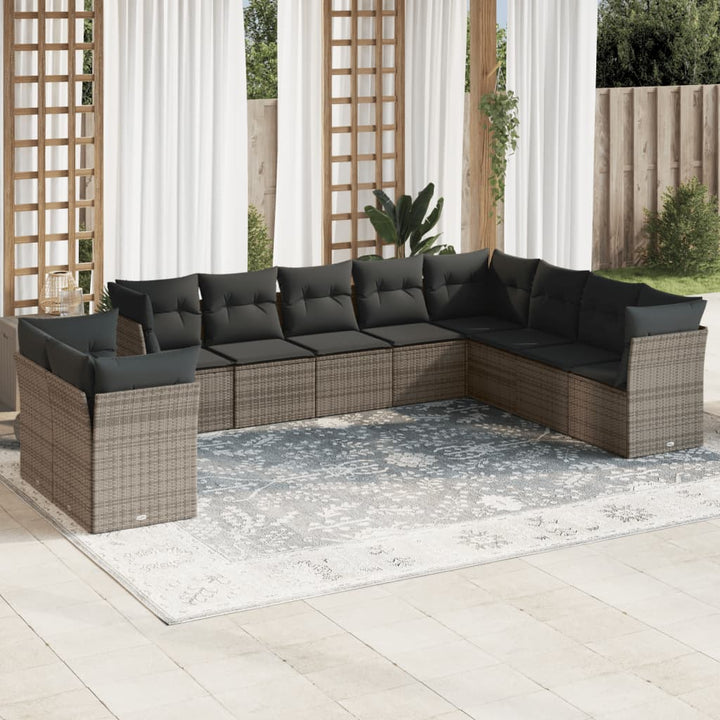 Loungegrupp För Trädgården M. Dynor 11 Delar Beige Konstrotting
