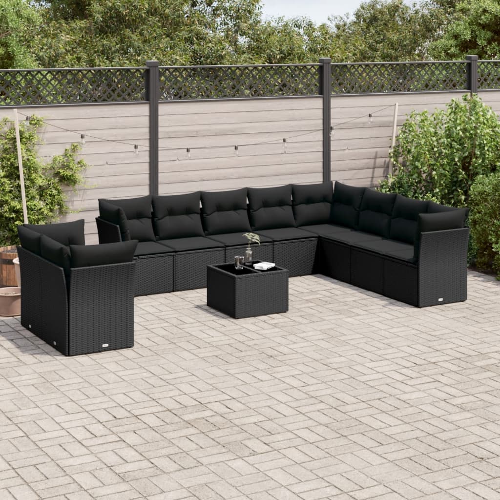 Loungegrupp För Trädgården M. Dynor 11 Delar Beige Konstrotting