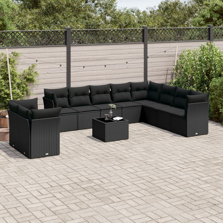 Loungegrupp För Trädgården M. Dynor 11 Delar Beige Konstrotting