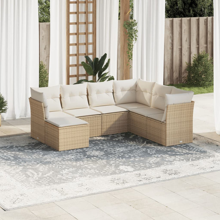 Matgrupp För Trädgården Med Dynor 8 Delar Beige Konstrotting